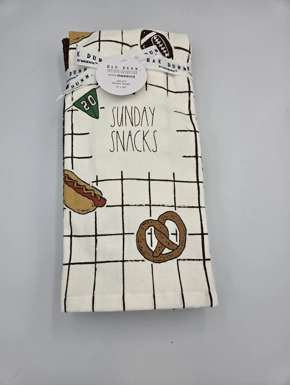 Rae Dunn Sunday Snack Kitchen Towels Set Of 3 Nwt
